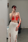 SWAYING/KNIT Japanese paper furry maxi skirt SW22SSB22 white